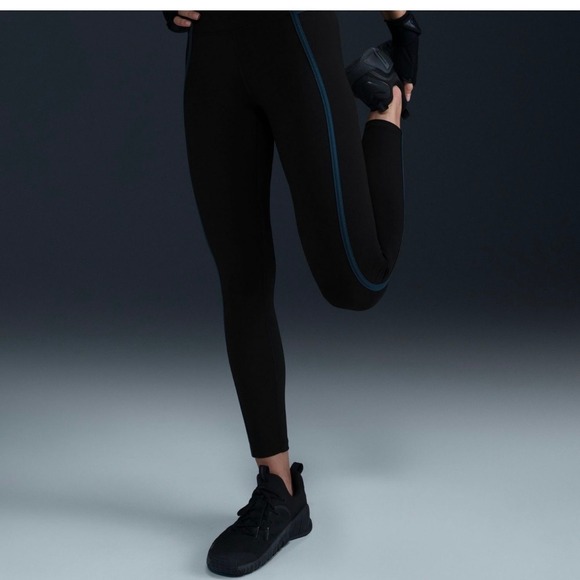 New Nike One Dri-FIT Training Leggings XS Women's Black Teal Athletic Pants - Picture 11 of 14